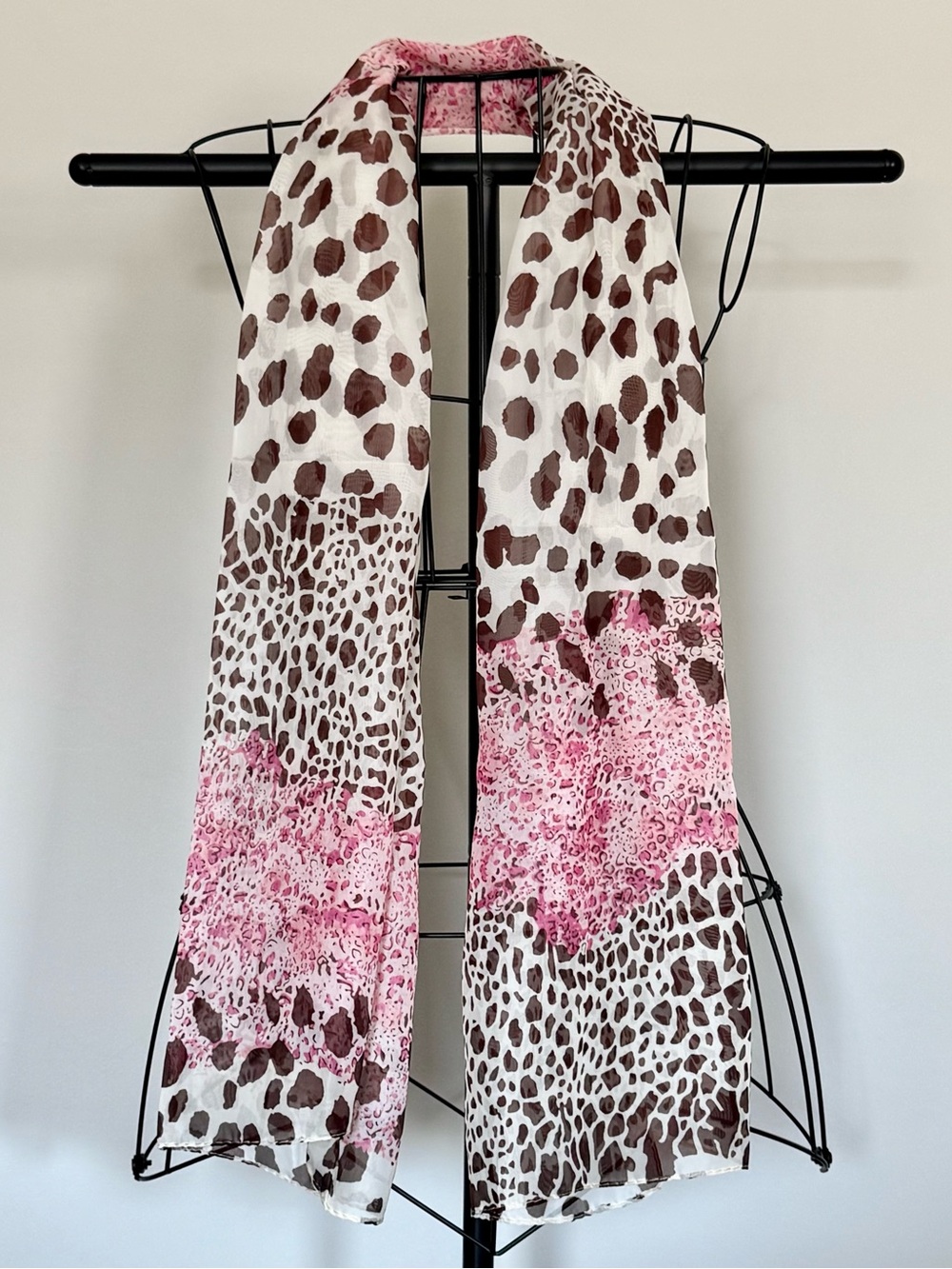 New Pink & Brown Leopard Animal Print Lightweight Fashion Scarf - 58” x 19”